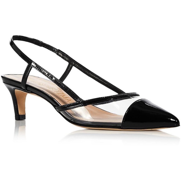 Stuart Weitzman Mondrian 50 Slingback Leather Heels Size 7 - Picture 1 of 11